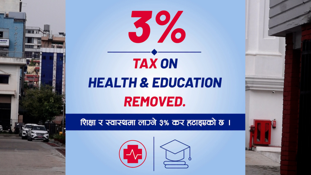 स्वास्थ्य, शिक्षामा लगाइएको ३ प्रतिशत कर कार्यान्वयन नगर्ने सरकारको निर्णय