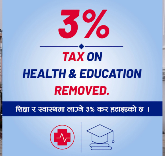स्वास्थ्य, शिक्षामा लगाइएको ३ प्रतिशत कर कार्यान्वयन नगर्ने सरकारको निर्णय