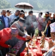 प्रचण्ड रसुवा–भोटेकोशी बाढीका मृतकको घेवामा सहभागी